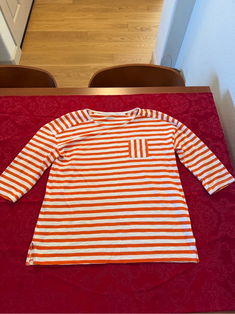 Women’s Orange & White Striped Long Sleeve Top